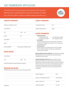 KACC MEMBERSHIP APPLICATION We look forward to welcoming you as a member of the Chamber! Mail this form to 600 52nd Street, Suite 130, Kenosha, WI 53140, fax to[removed]or email to [removed]. Compa
