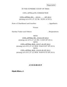 Reportable IN THE SUPREME COURT OF INDIA CIVIL APPELLATE JURISDICTION CIVIL APPEAL NOOFArising out of S.L.P. (C) Noof 2011)
