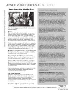 Jews from the Middle East Fact Sheet  JEWISH VOICE FOR PEACE FACT SHEET Jews from the Middle East  Definitions [of Mizrahi and Sephardi Jews]