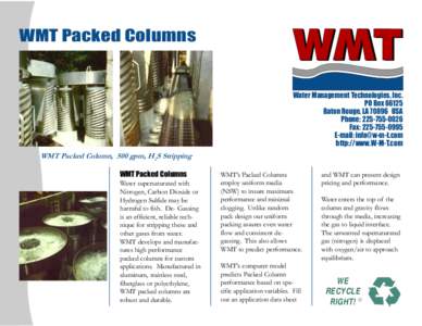 WMT Packed Columns  Water Management Technologies, Inc. PO BoxBaton Rouge, LAUSA Phone: 