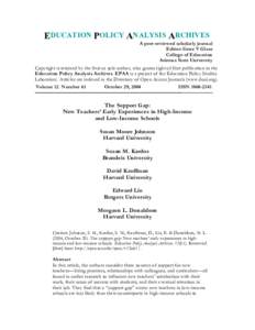 EDUCATION POLICY ANALYSIS ARCHIVES A peer-reviewed scholarly journal Editor: Gene V Glass College of Education Arizona State University Copyright is retained by the first or sole author, who grants right of first publica