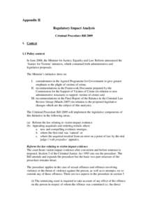 Appendix II Regulatory Impact Analysis Criminal Procedure BillContext  1.1 Policy context