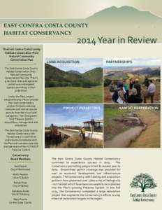 EAST CONTRA COSTA COUNTY HABITAT CONSERVANCY 2014 Year in Review  The East Contra Costa County