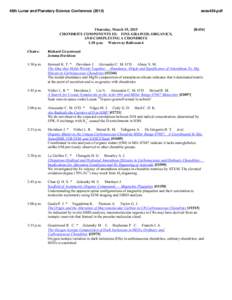 46th Lunar and Planetary Science Conference[removed]Thursday, March 19, 2015 CHONDRITE COMPONENTS III: FINE-GRAINED, ORGANICS, AND COMPLETING A CHONDRITE 1:30 p.m. Waterway Ballroom 6
