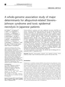 A whole-genome association study of major determinants for allopurinol-related Stevens&ndash;Johnson syndrome and toxic epidermal necrolysis in Japanese patients