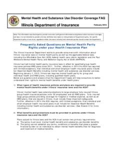 Mental Health and Substance Use Disorder Coverage FAQ  Illinois Department of Insurance February 2016