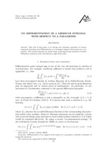 Math. Appl), 91–116 DOI: maON DIFFERENTIATION OF A LEBESGUE INTEGRAL WITH RESPECT TO A PARAMETER ˇ ´I SREMR