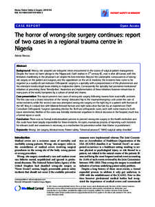 The horror of wrong-site surgery continues: report of two cases in a regional trauma centre in Nigeria