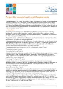 Project Commercial and Legal Requirements
