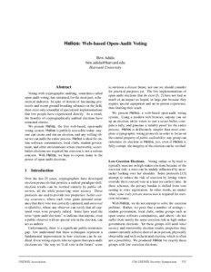 Helios: Web-based Open-Audit Voting Ben Adida ben [removed]