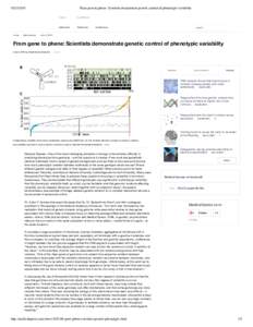 From gene to phene: Scientists demonstrate genetic control of phenotypic variability Topics  Latest news