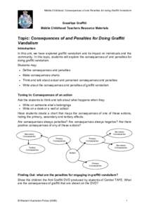 Middle Childhood: Consequences of and Penalties for doing Graffiti Vandalism  Goodbye Graffiti Middle Childhood Teachers Resource Materials  Topic: Consequences of and Penalties for Doing Graffiti