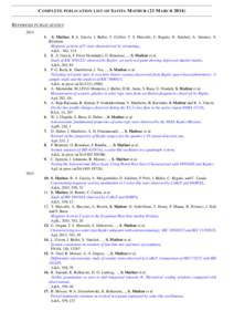 C OMPLETE PUBLICATION LIST OF S AVITA M ATHUR (21 M ARCHR EFEREED PUBLICATIONS.