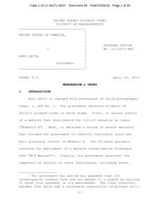 Case 1:15-crWGY Document 69 FiledPage 1 of 39  UNITED STATES DISTRICT COURT DISTRICT OF MASSACHUSETTS ) )