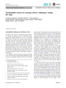 Sustain Sci DOIs11625SPECIAL FEATURE: EDITORIAL  Sustainability Science for Meeting Africa’s Challenges