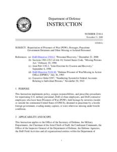 Department of Defense  INSTRUCTION NUMBER[removed]November 21, 2000 ASD(ISA)