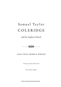 Wright-00FM_Layout[removed]:20 PM Page iii  S a m u e l Ta y l o r COLERIDGE and the Anglican Church