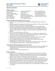 DHS Labor Management Forum Minutes June 3, 2010