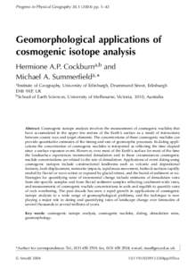 Geomorphological applications of cosmogenic isotope analysis