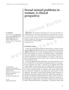 Urodinamica 14: 89-93, [removed]Urodinamica 14: 89-93, 2004) ©2004, Editrice Kurtis. Sexual arousal problems in women: A clinical
