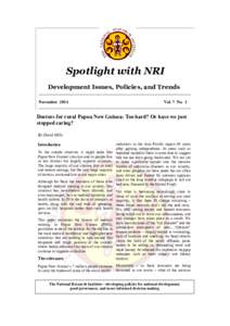 Spotlight with NRI Development Issues, Policies, and Trends _______________________________________________________________________________ November May