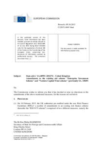 EUROPEAN COMMISSION Brussels, Cfinal In the published version of this decision, some information has been