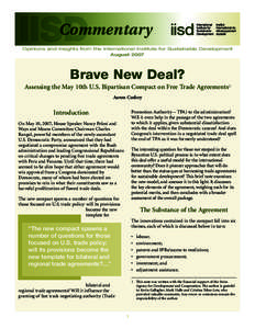 IISD  Commentary Opinions and insights from the International Institute for Sustainable Development August 2007