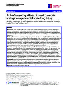 Anti-inflammatory effects of novel curcumin analogs in experimental acute lung injury
