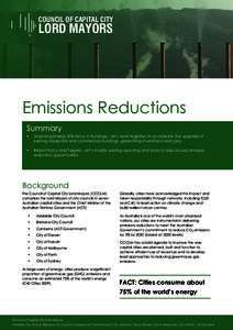 COUNCIL OF CAPITAL CITY  LORD MAYORS Emissions Reductions Summary