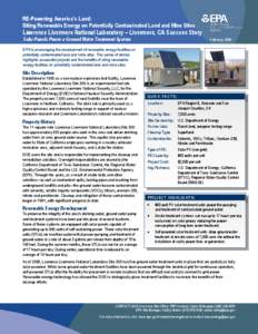 Success Stories – Siting Renewable Energy on Contaminated Land Lawrence Livermore National Laboratory – Livermore, CA