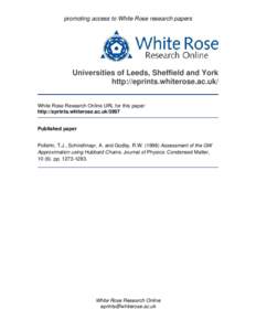 promoting access to White Rose research papers  Universities of Leeds, Sheffield and York http://eprints.whiterose.ac.uk/ White Rose Research Online URL for this paper: http://eprints.whiterose.ac.uk/3997