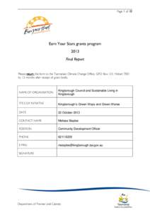 Page 1 of 10  Earn Your Stars grants program 2013 Final Report