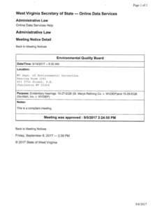 Page 1 of1  West Virginia Secretary of State - Online Data Services Administrative Law Online Data Services Help