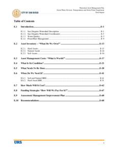Watershed Asset Management Plan Storm Water Division, Transportation and Storm Water Department Final Report Table of Contents E.1
