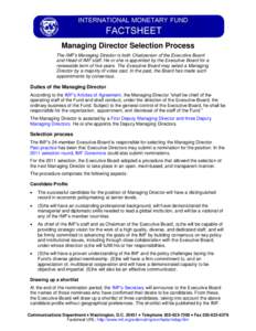 IMF Factsheets--The Managing Director Selection Process; March 27, 2015