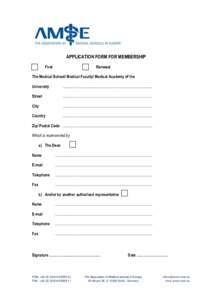 APPLICATION FORM FOR MEMBERSHIP First   