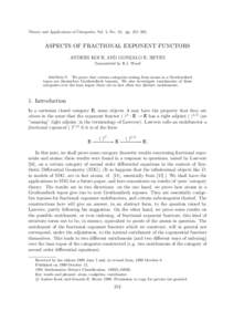 Theory and Applications of Categories, Vol. 5, No. 10, pp. 251–265.  ASPECTS OF FRACTIONAL EXPONENT FUNCTORS ANDERS KOCK AND GONZALO E. REYES Transmitted by R.J. Wood