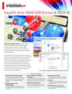 EasyC® v5 for VEX® EDR (Cortex) & VEX® IQ  EasyC v5 for EDR and VEX IQ provides the best way to harness the full power of VEX robotics systems. With one license for both the EDR and VEX IQ microcontroller, easyC provi