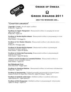 Order of Omega  Ω Greek Awards 2011 and the winners are…