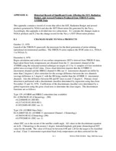 APPENDIX E:  Historical Record of Significant Events Affecting the SST, Radiation Budget, and Aerosol Products Produced from TIROS-N series AVHRR Data