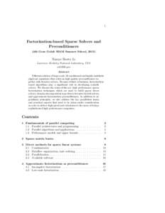 1  Factorization-based Sparse Solvers and Preconditioners (4th Gene Golub SIAM Summer School, 2013)
