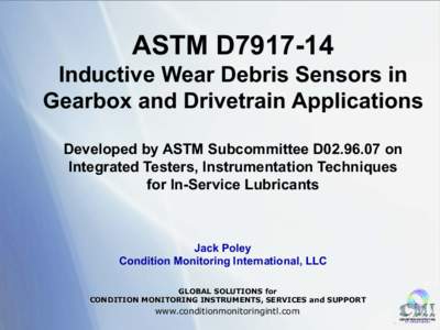 ASTM D7917-14 Inductive Wear Debris Sensors in Gearbox and Drivetrain Applications