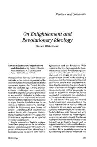 Reviews and Comments  On Enlightenment and Revolutionary Ideology Steven Blakemore