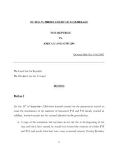 IN THE SUPREME COURT OF SEYCHELLES  THE REPUBLIC VS. ABDI ALI AND OTHERS