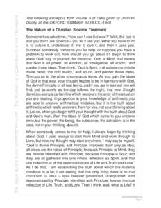 THE MARY BAKER EDDY INSTITUTE PRESENTS -THE NATURE OF A CHRISTIAN SCIENCE TREATMENT  The following excerpt is from Volume II of Talks given by John W. Doorly at the OXFORD SUMMER SCHOOL–1949 The Nature of a Christian S