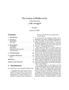 The Letters of Middle-earth I Thˆıw Ennorath i TiA enoraT Ostadan January 4, 2001