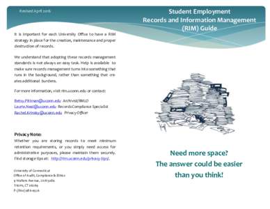 Revised AprilStudent Employment Records and Information Management (RIM) Guide