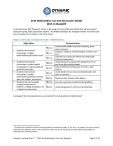 DLM Mathematics Year-End Assessment Model[removed]Blueprint In this document, the “blueprint” refers to the range of Essential Elements (EEs) that will be assessed during the spring 2015 assessment window. The Mathem