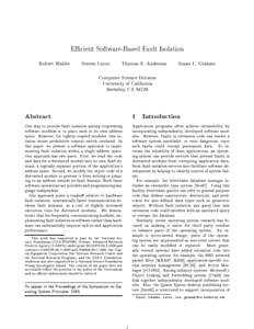 E cient Software-Based Fault Isolation Robert Wahbe Steven Lucco  Thomas E. Anderson