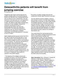 Osteoarthritis patients will benefit from jumping exercise